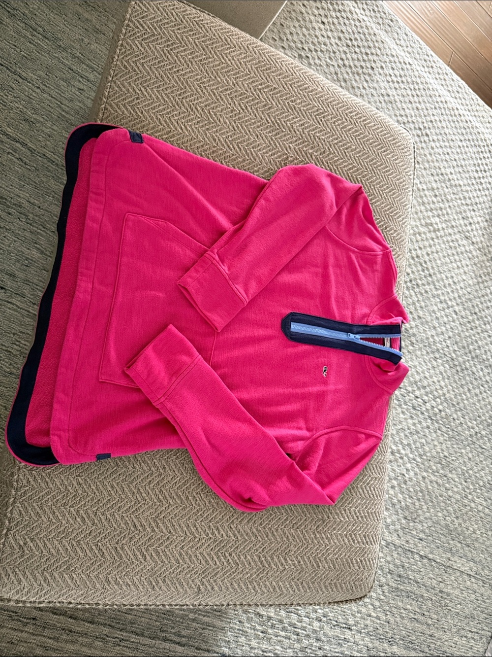 Vineyard Vines Hot Pink Quarter-Zip Pullover with Navy Trim